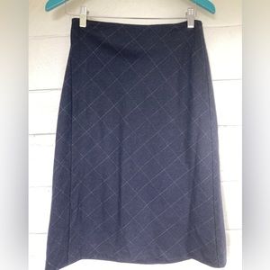 Gap 2002 wool stretch navy plaid a line wrap skirt y2k